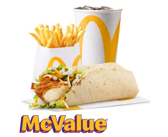 Ranch Snack Wrap w/ Crispy Chicken McValue Meal [560-710 Cals]