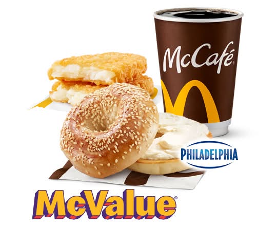 Sesame Bagel w/ Reg Cream Cheese McValue Meal [540.0 Cals]