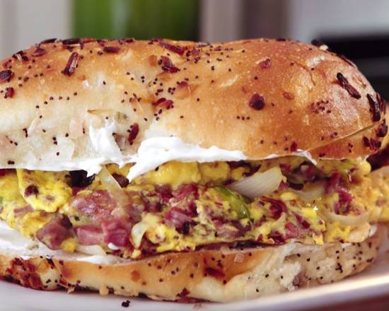 Eggs, Corned Beef & Hash Sandwich