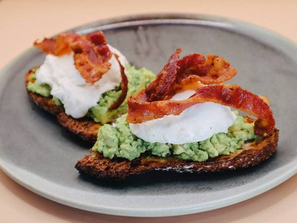 Avocado toast -  2 eggs and bacon