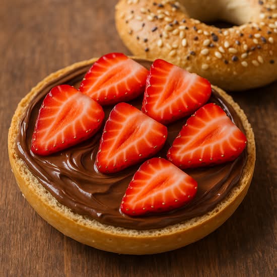BAGEL w/NUTELLA & STRAWBERRIES