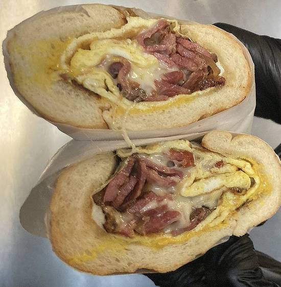 Pastrami and egg cheese melt