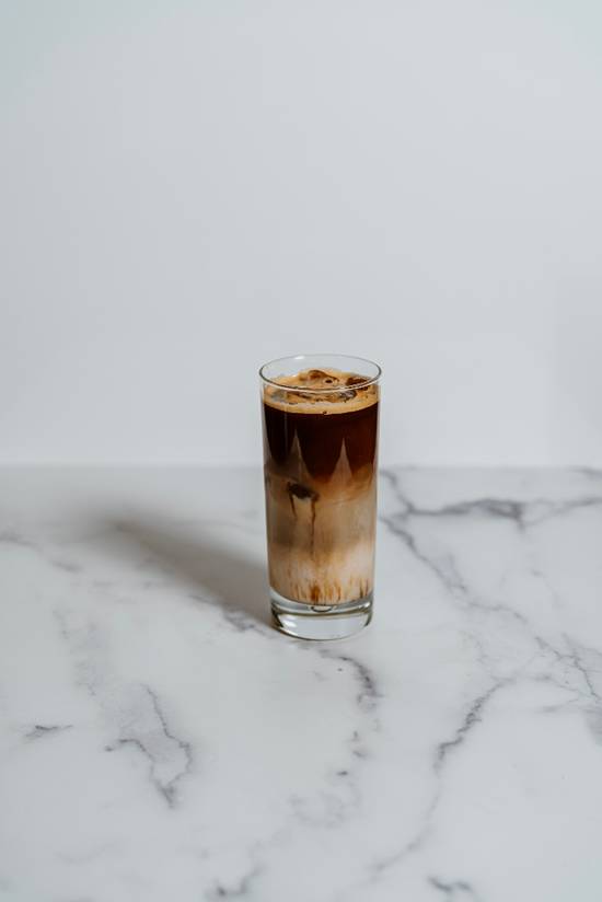 Iced greentea+ coffee cube latte
