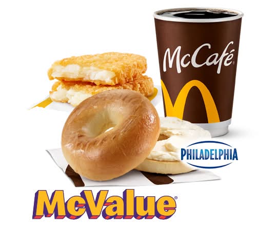 Plain Bagel w/ Reg Cream Cheese McValue Meal [530.0 Cals]