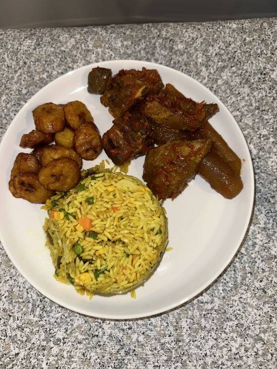 Fried Rice with Assorted Meat with Plantain