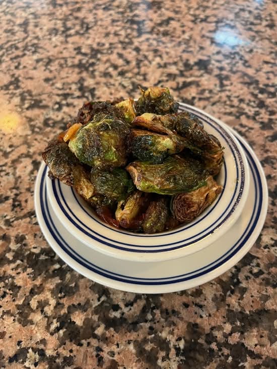 Brussel Sprouts w/ Tomato Bacon Jam