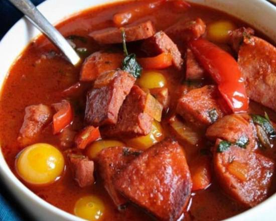 Salami Guisado + rice or yellow rice