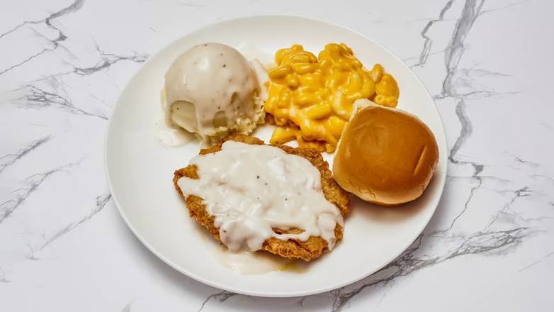 Chicken Fried Steak, 2 Sides, and Roll