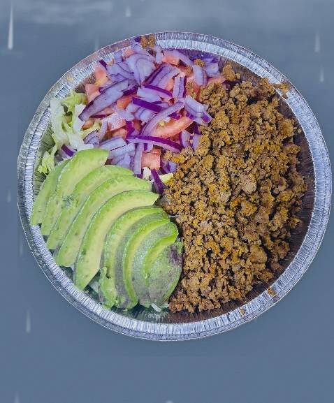 Chopped Burger Over Rice