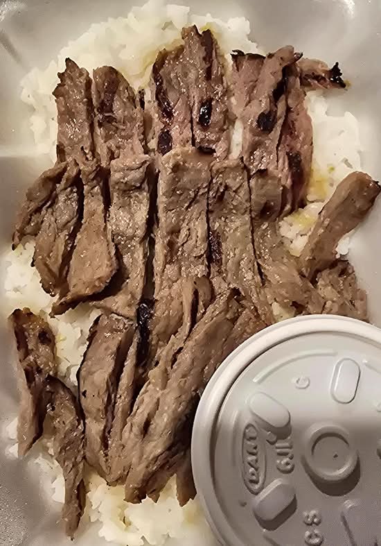 Grilled Beef Over Steamed or Fried Rice