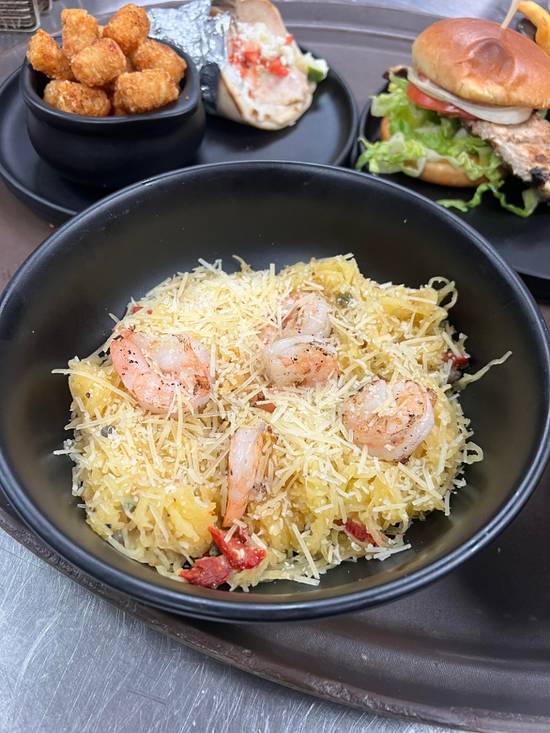Lemon Caper Spaghetti Squash with Shrimp