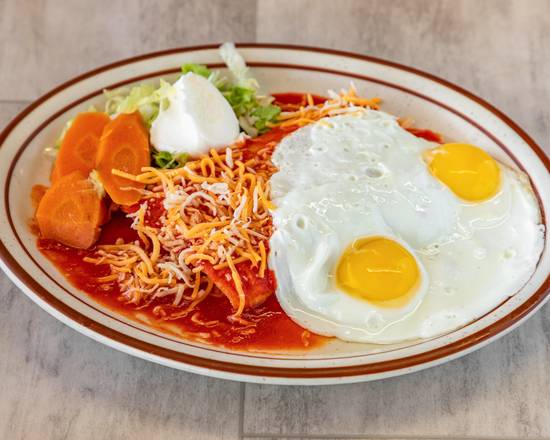 Red Enchiladas and Eggs