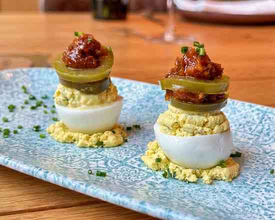 Deviled Eggs - Jalapeno & Bacon Jam