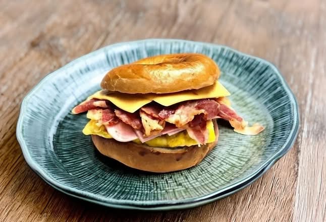 Ham, Bacon, Egg, & Cheese Bagel