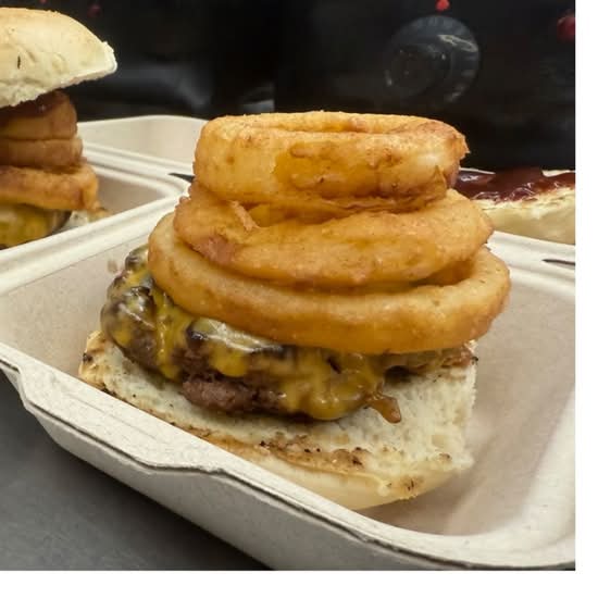 Crispy Onion Ring Burger.