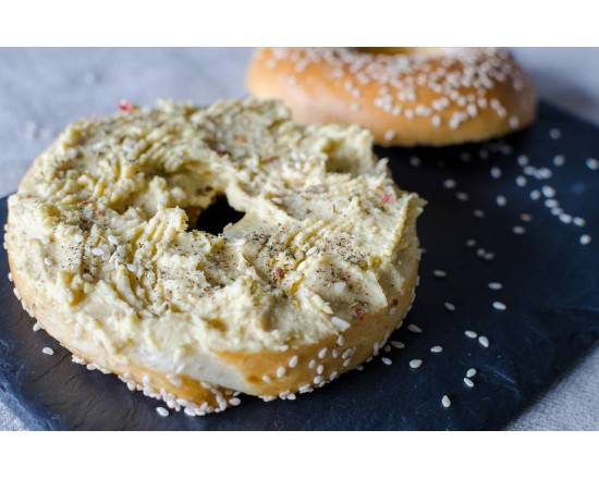 Hand Rolled Bagel with Hummus