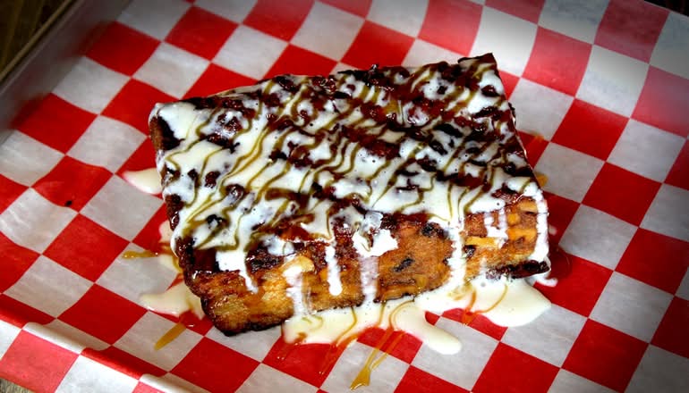 Taffy Apple Bread Pudding with Bourbon Maple Glaze