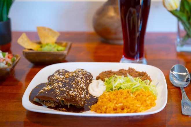 2 Mole Enchiladas Plate