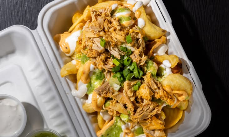 Chicken Tinga Loaded Fries**